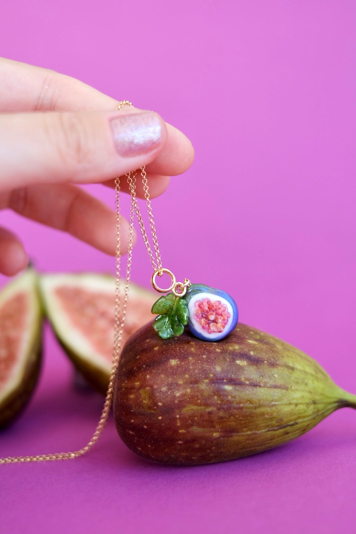 Fig fruit murano glass pendant