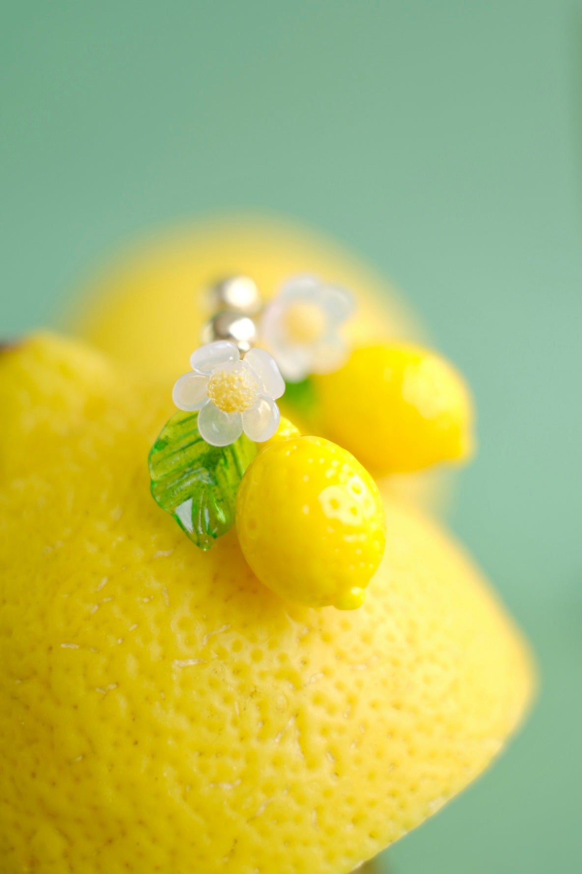 Murano glass lemon stud earrings