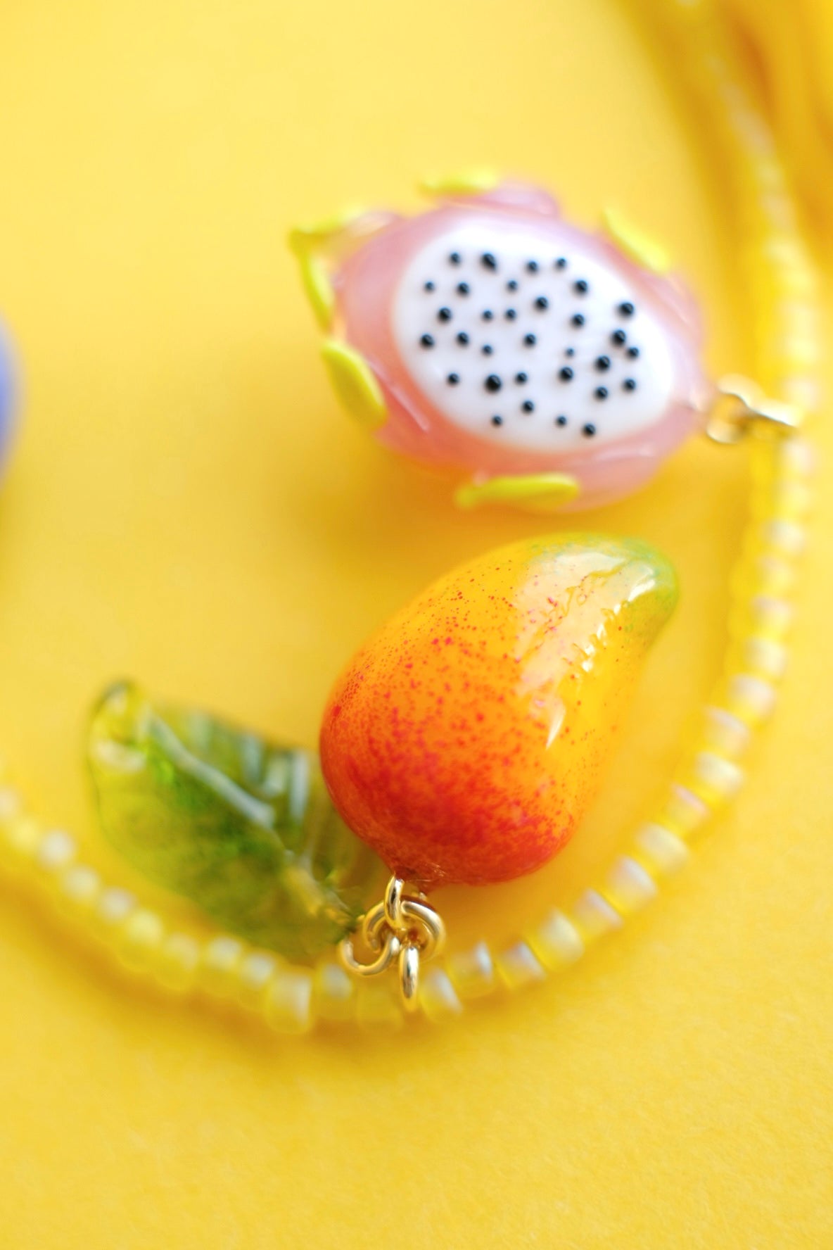 Lampwork glass tropical fruit beaded necklace