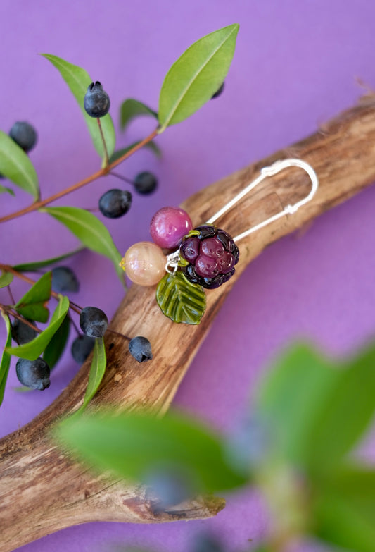 Lampwork glass Berry brooch