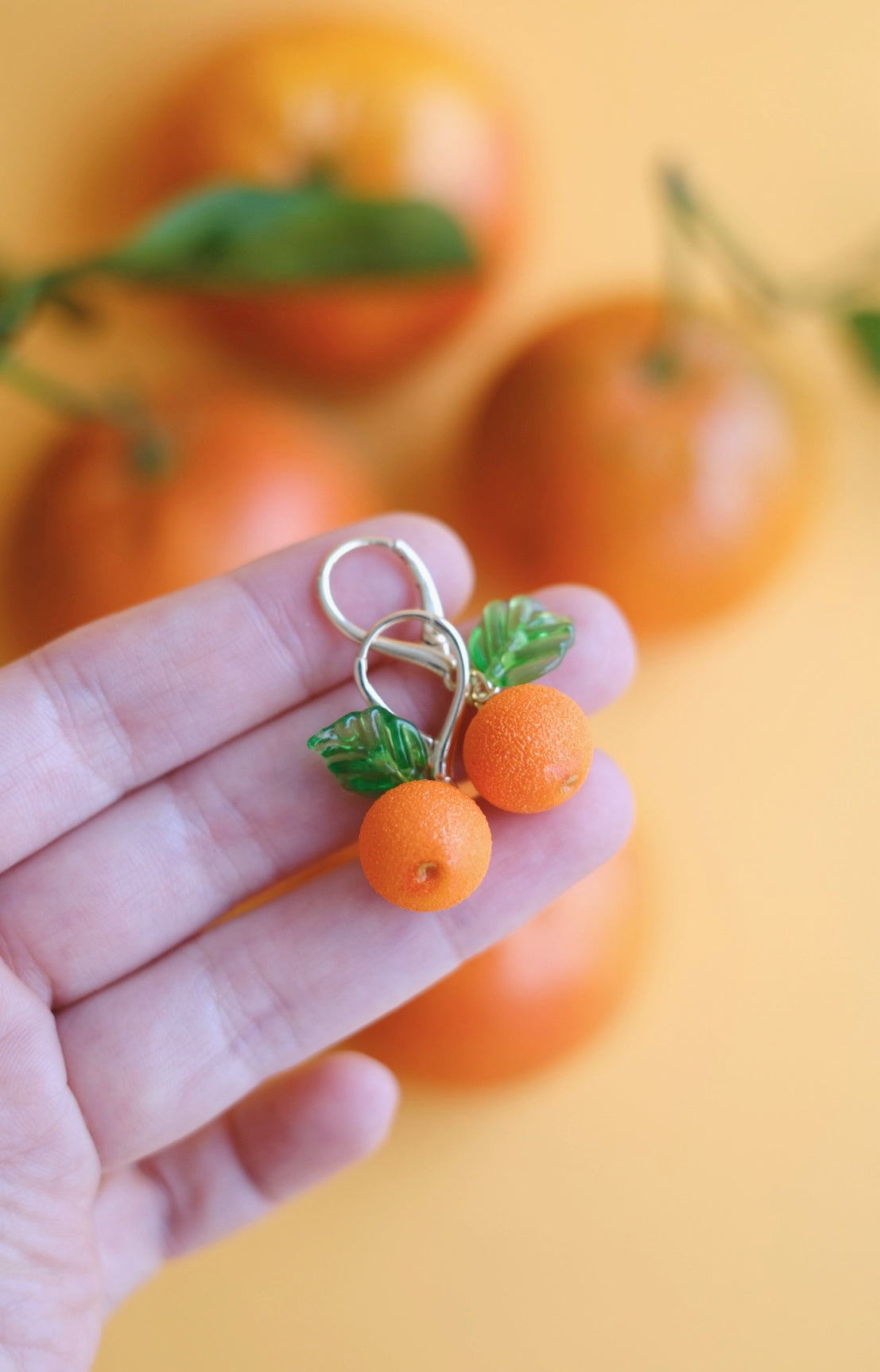 Orange/mandarin fruit lampwork murano glass earrings