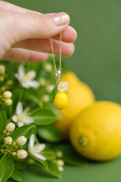 Lampwork glass lemon pendant