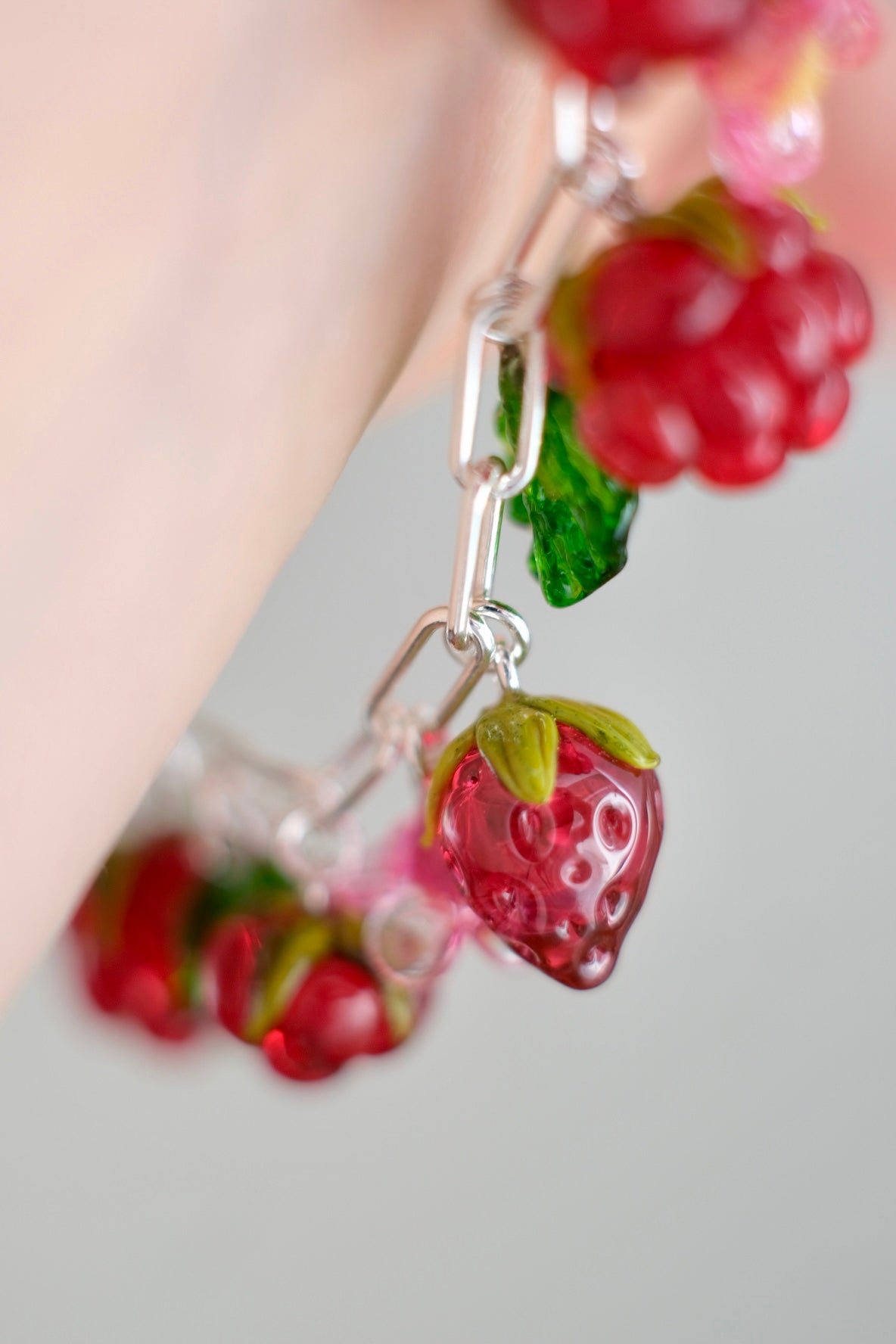 Murano glass mixed berry bracelet - 19 cm