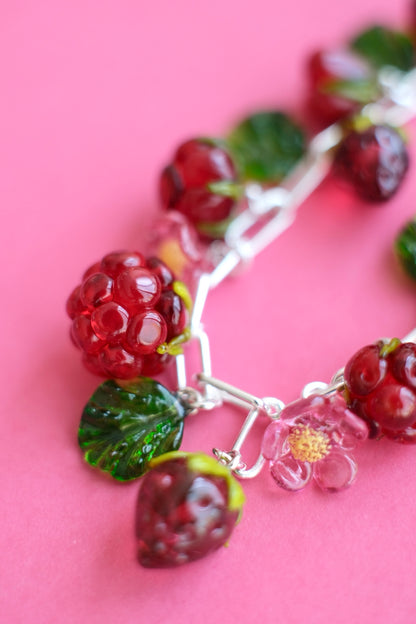 Murano glass mixed berry bracelet - 19 cm