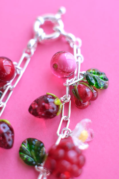 Murano glass mixed berry bracelet - 19 cm