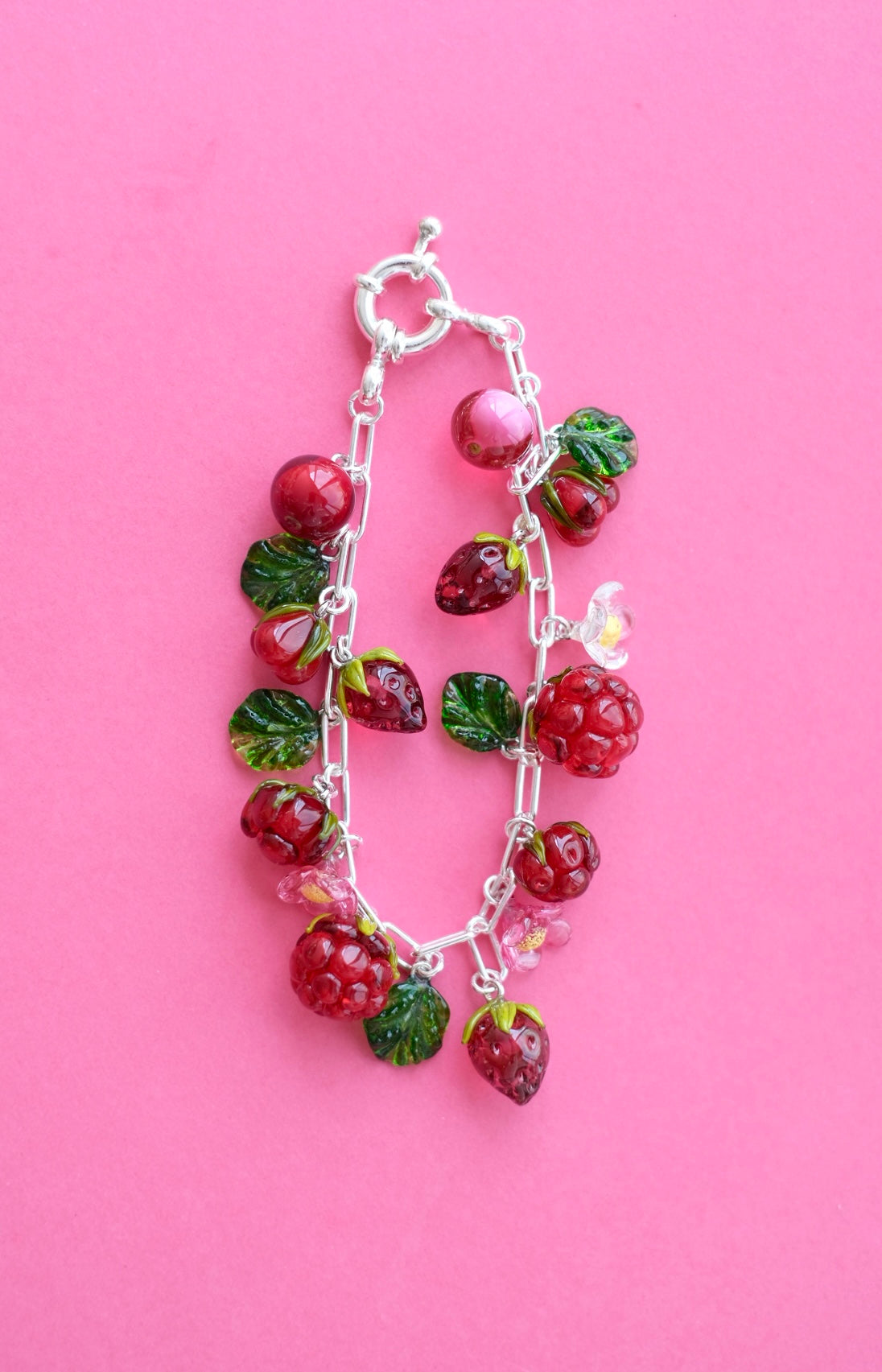 Murano glass mixed berry bracelet - 19 cm