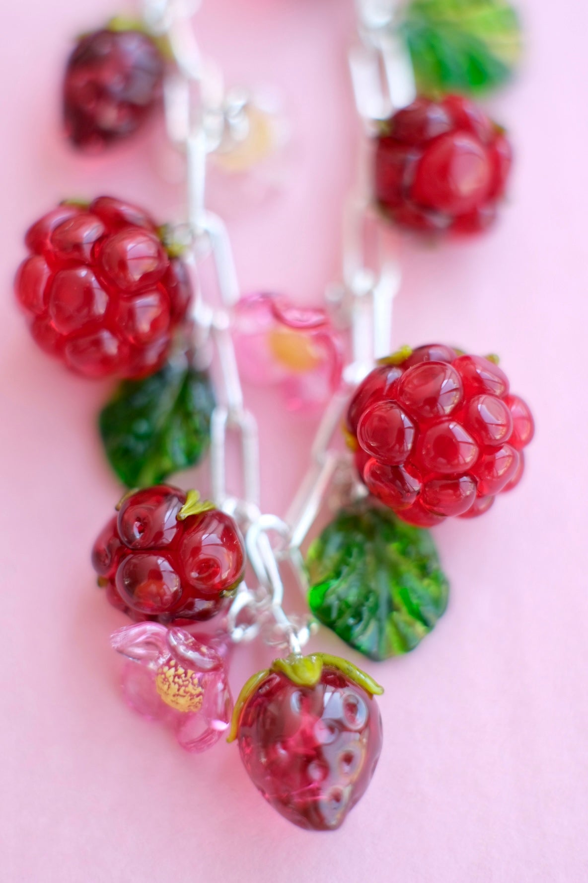 Murano glass mixed berry bracelet - 19 cm