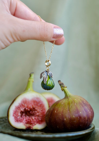 Fig fruit murano glass pendant (green)