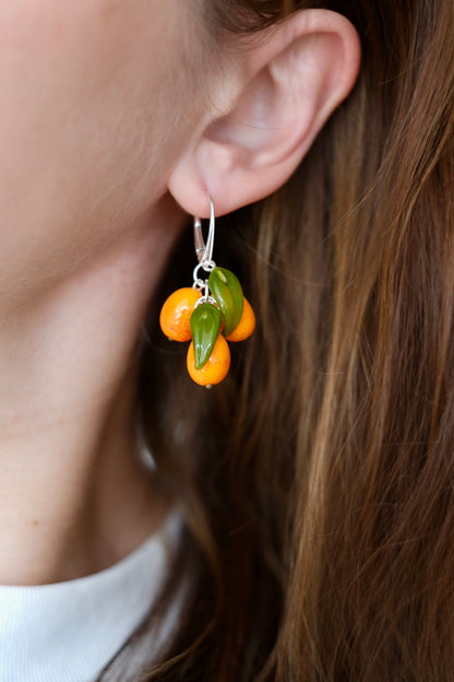 Murano glass Sea Buckthorn earrings