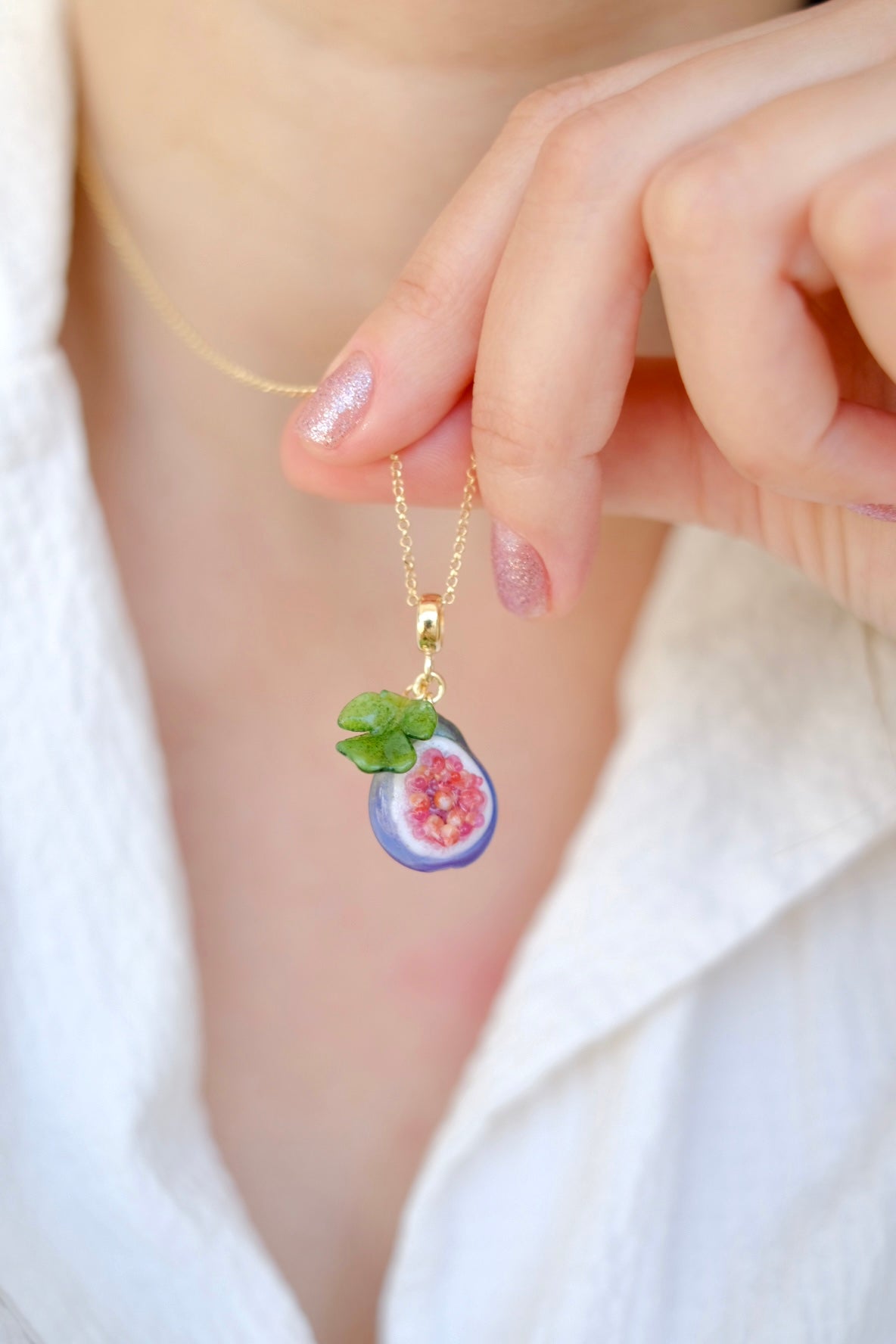 Fig fruit murano glass pendant