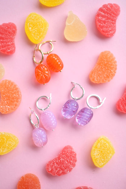 Glass candies *GOLD* hoop earrings