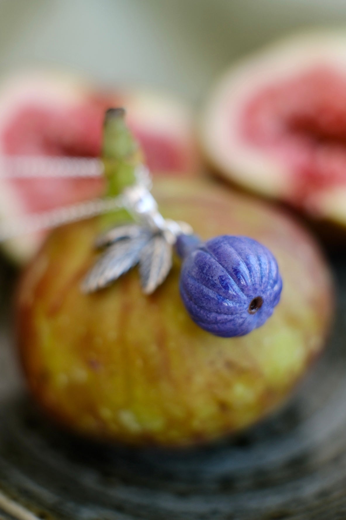 Fig fruit murano glass pendant