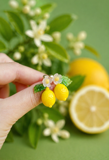 Murano glass lemon stud earrings