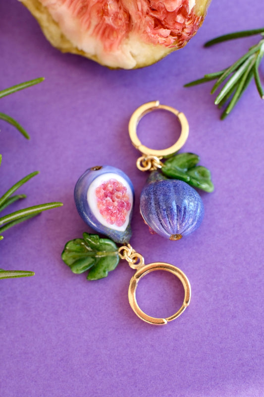 Fig fruit murano glass earrings