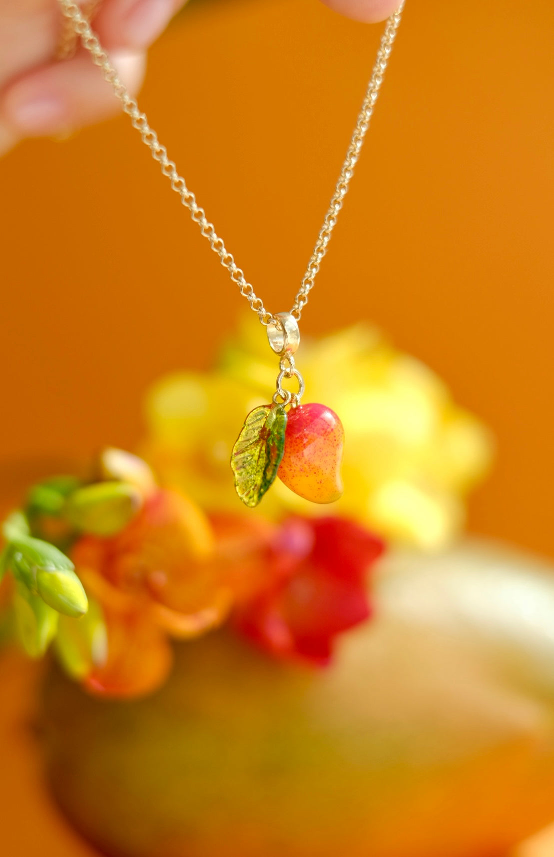 Murano glass lampwork mango pendant