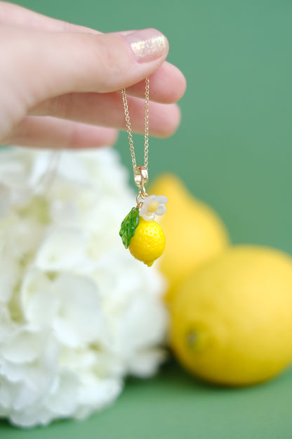 Lampwork glass lemon pendant