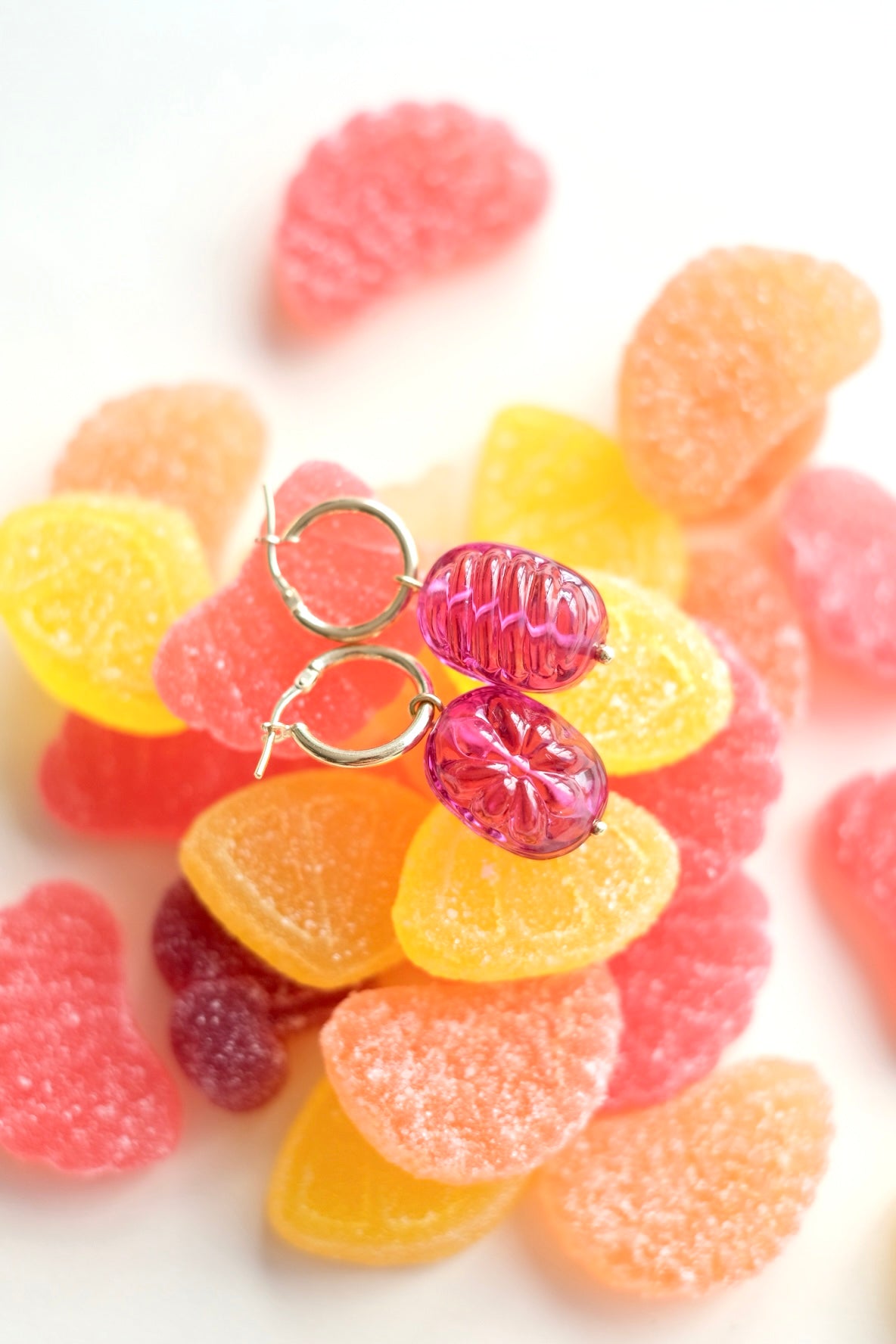 Glass candies *GOLD* hoop earrings