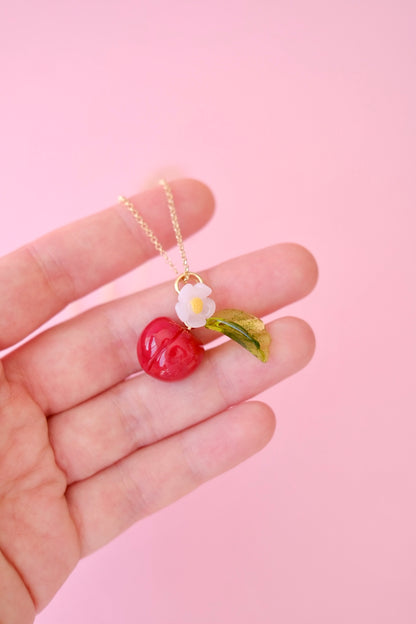 Cherry lampwork murano glass pendant *gold-plated* or *silver*