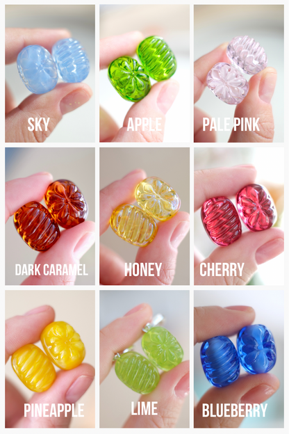 Glass candies *GOLD* hoop earrings