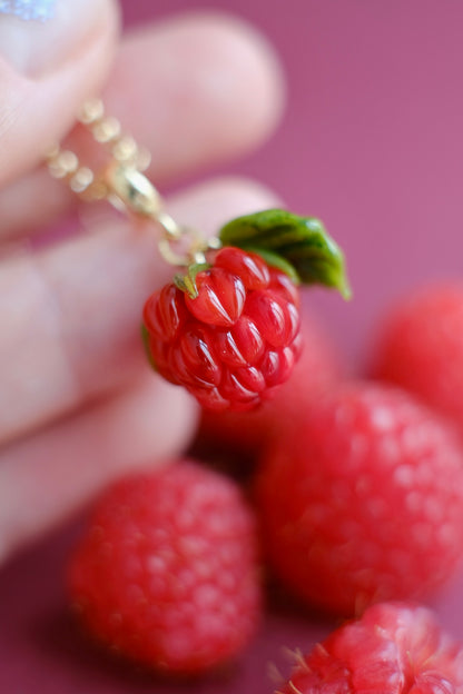 Murano glass glass raspberry pendant