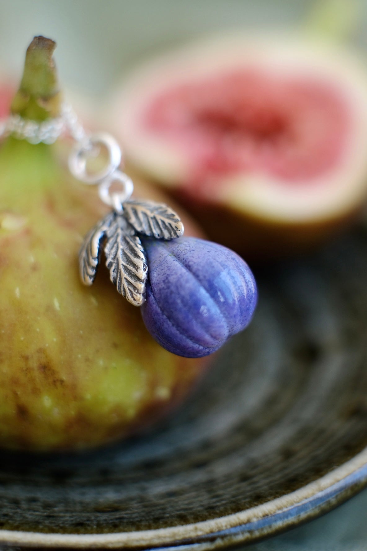 Fig fruit murano glass pendant