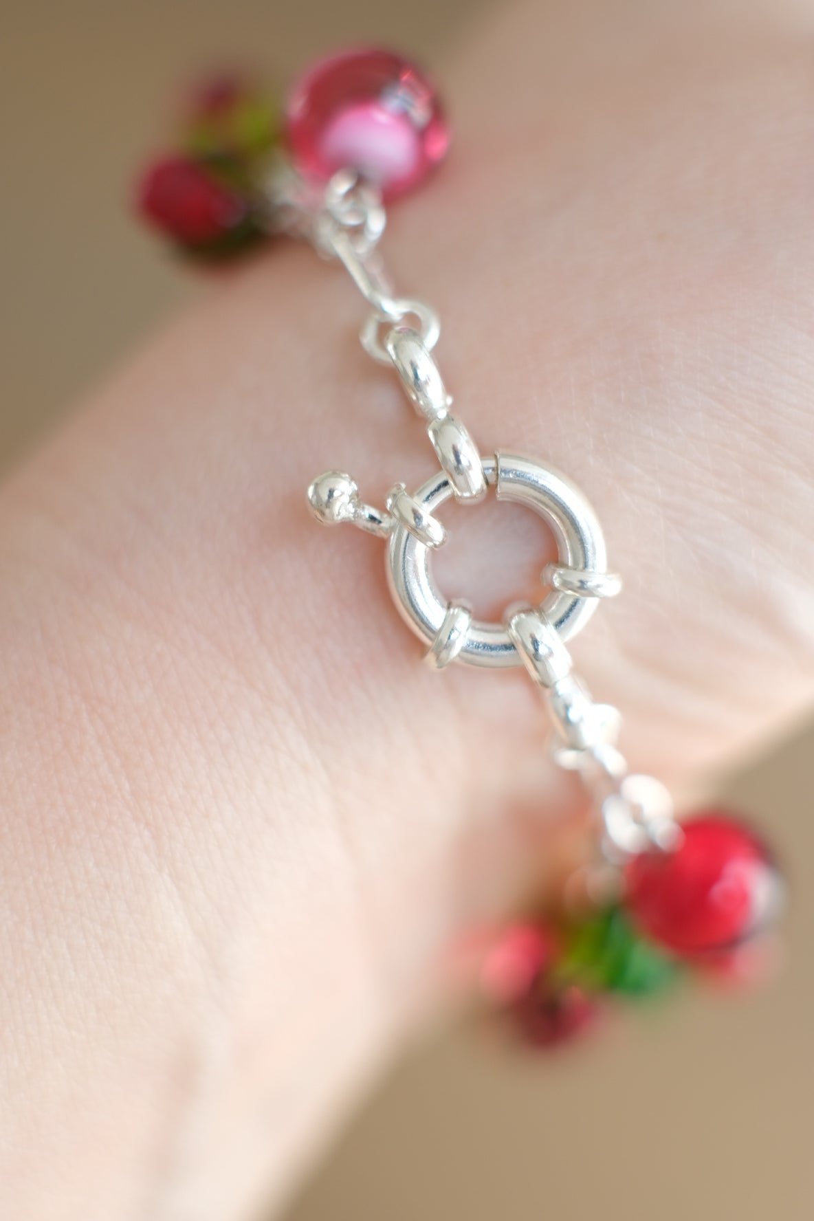Murano glass mixed berry bracelet - 19 cm