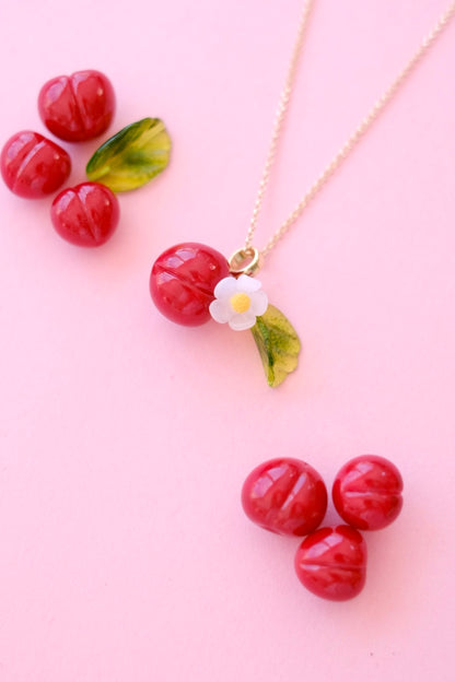 Cherry lampwork murano glass pendant *gold-plated* or *silver*