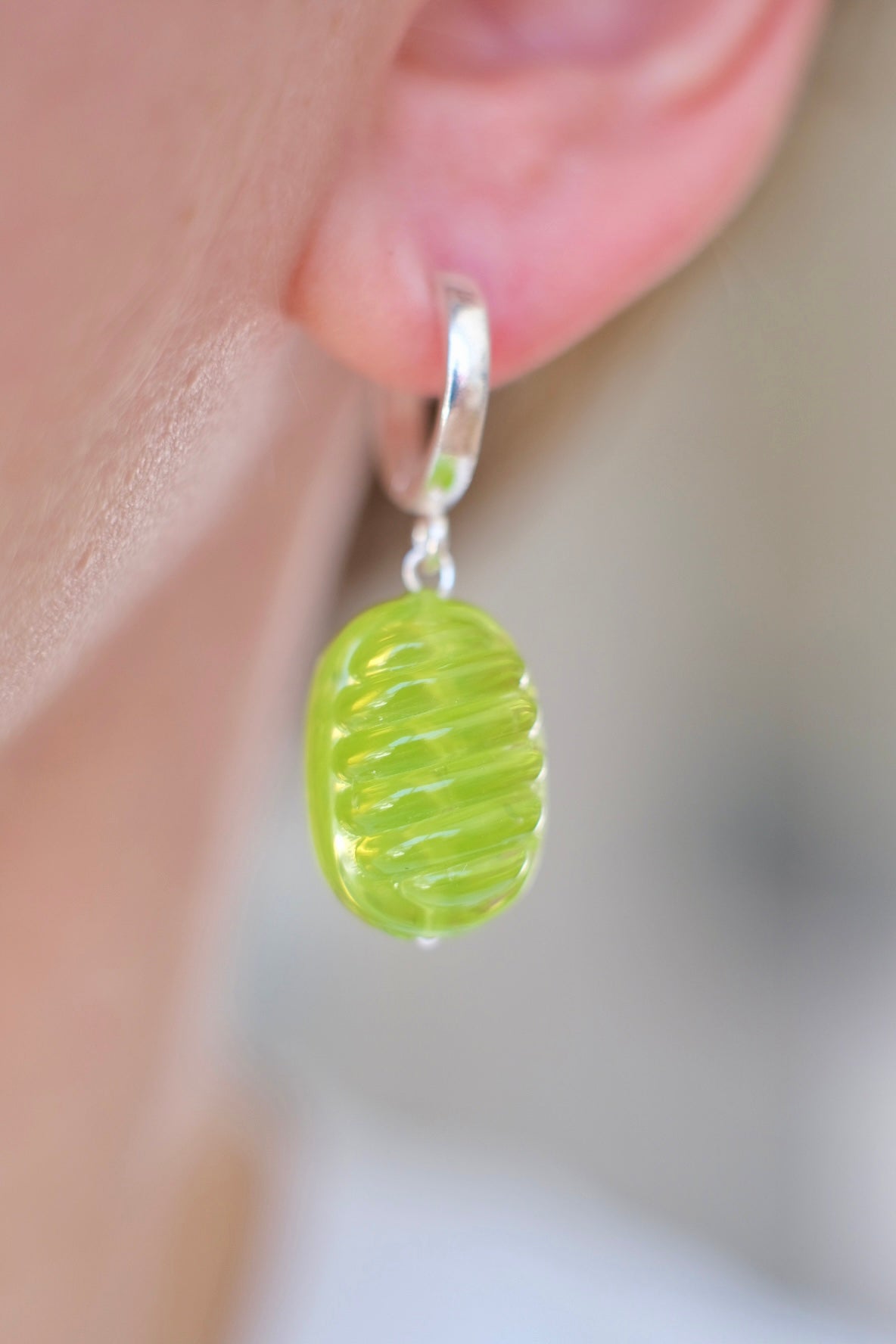 Glass candies *SILVER* hoop earrings