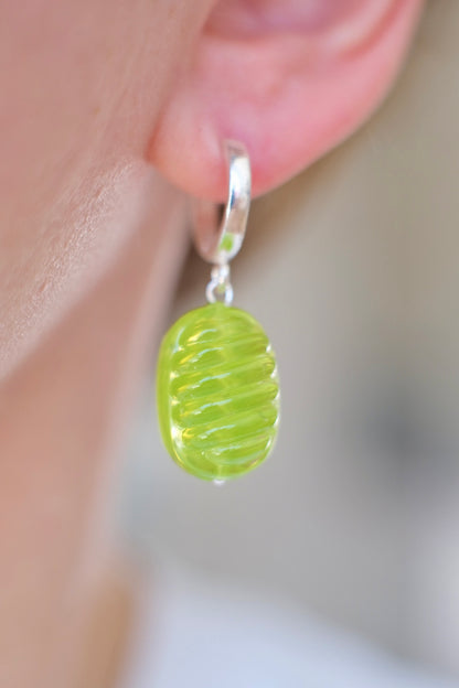 Glass candies *SILVER* hoop earrings