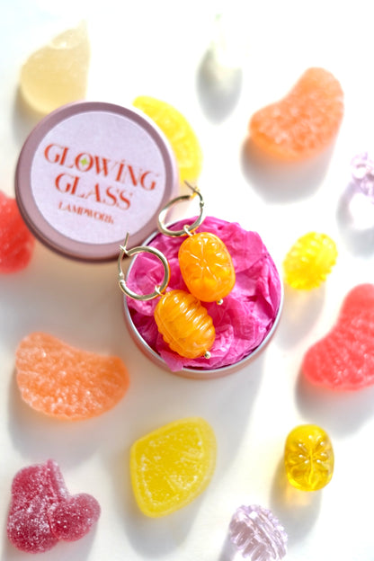 Glass candies *GOLD* hoop earrings