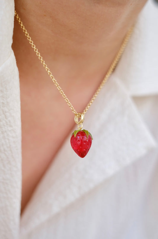 Murano glass strawberry pendant
