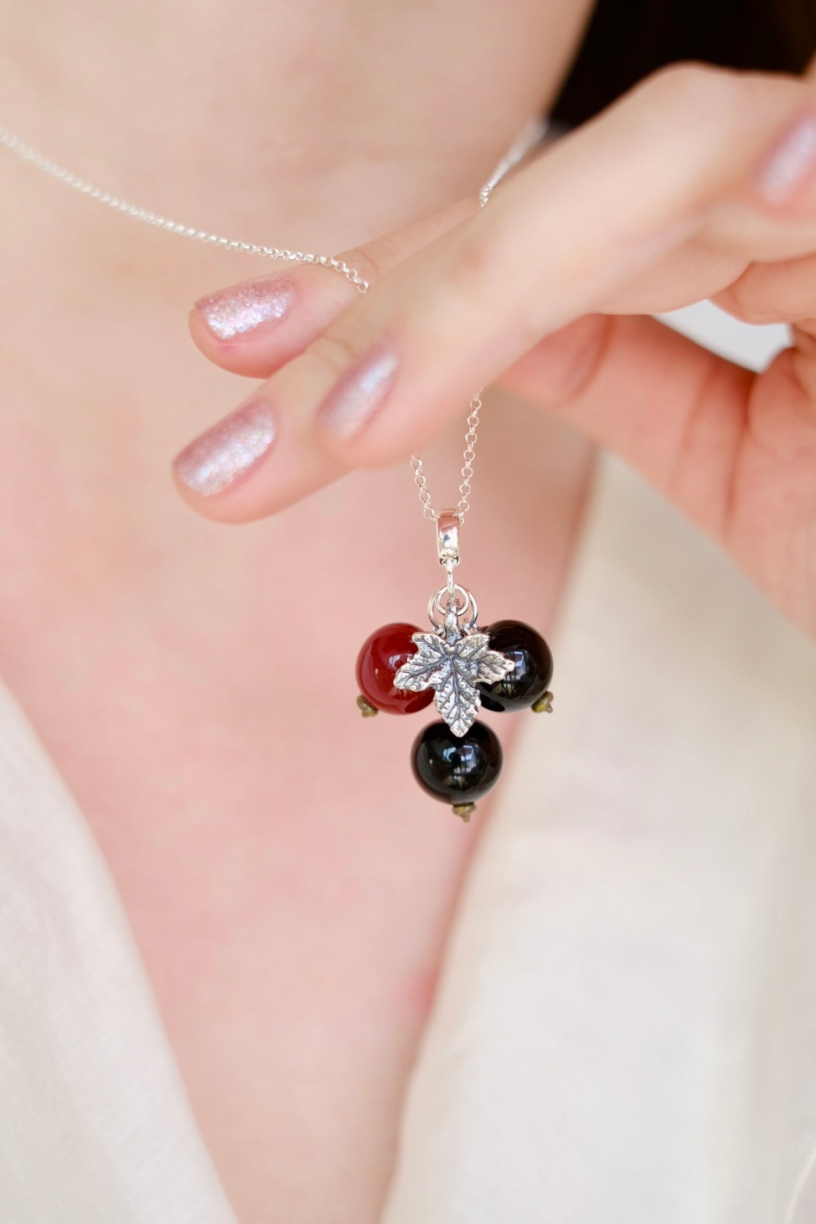 Murano glass black currant lampwork glass pendant