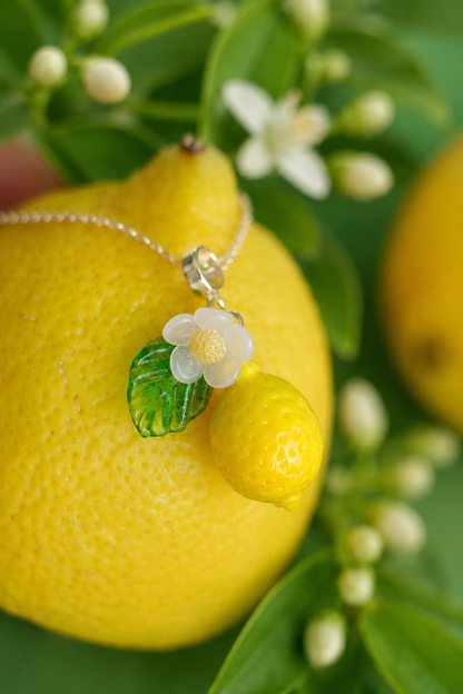 Lampwork glass lemon pendant
