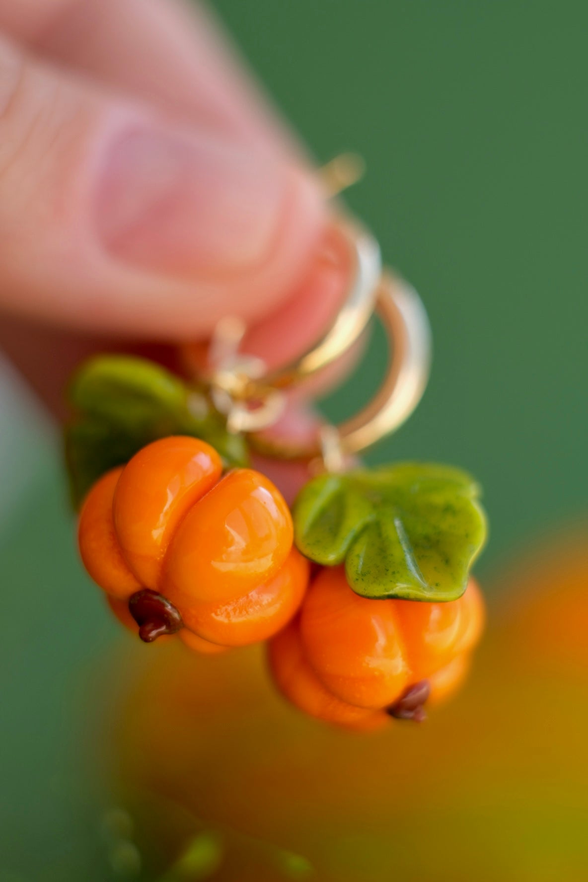 Murano glass Pumpkin hoop earrings
