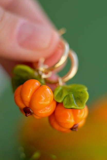 Murano glass Pumpkin hoop earrings