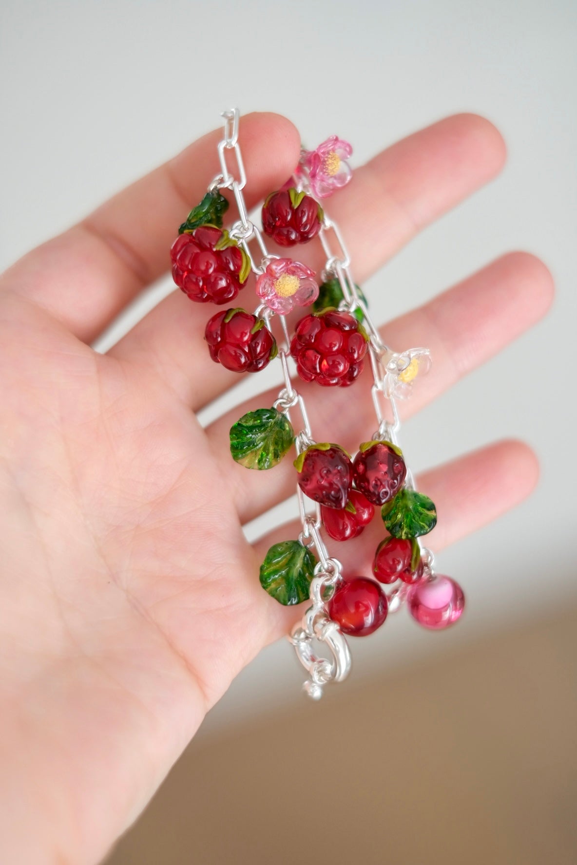 Murano glass mixed berry bracelet - 19 cm