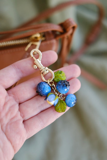 Murano glass blueberry bag charm