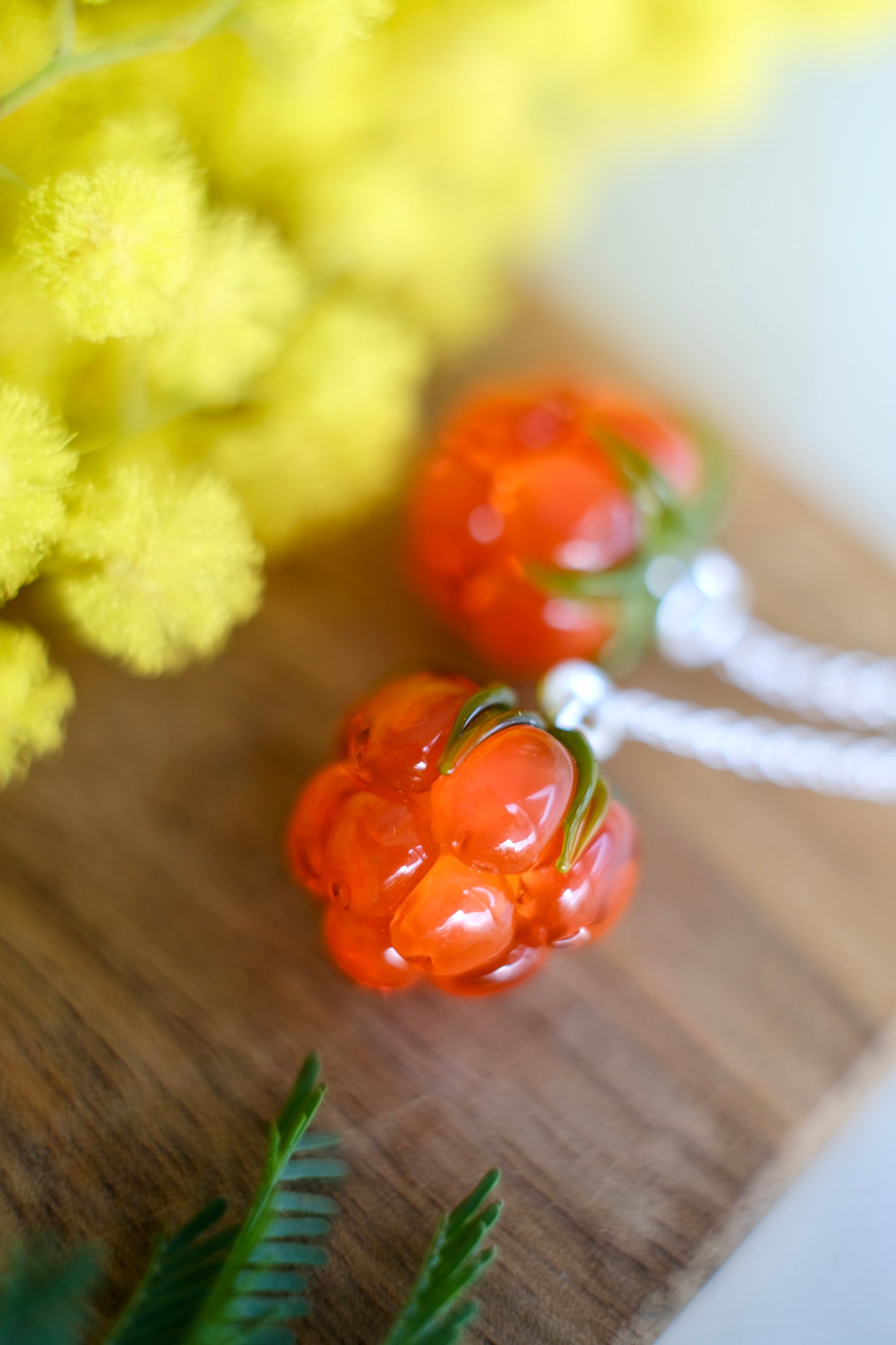 Murano glass cloudberry chain earrings