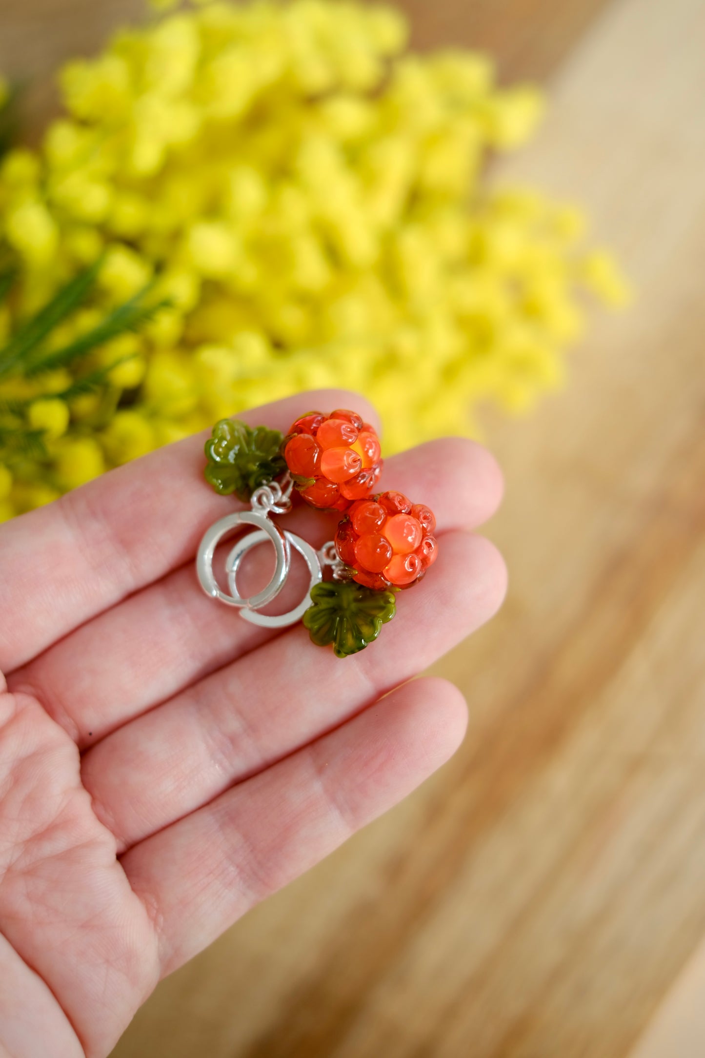 Murano glass cloudberry earrings