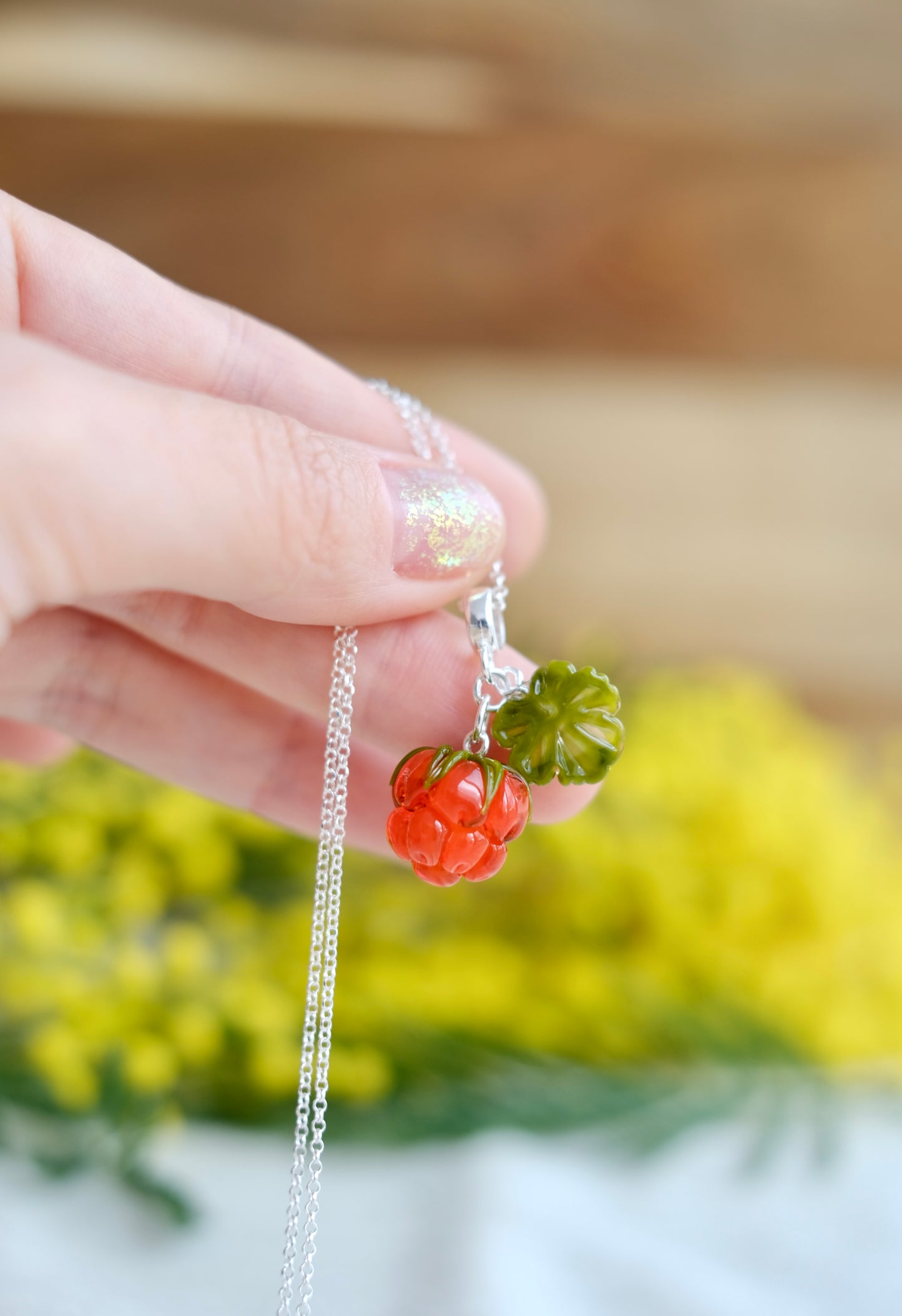 Murano glass cloudberry pendant
