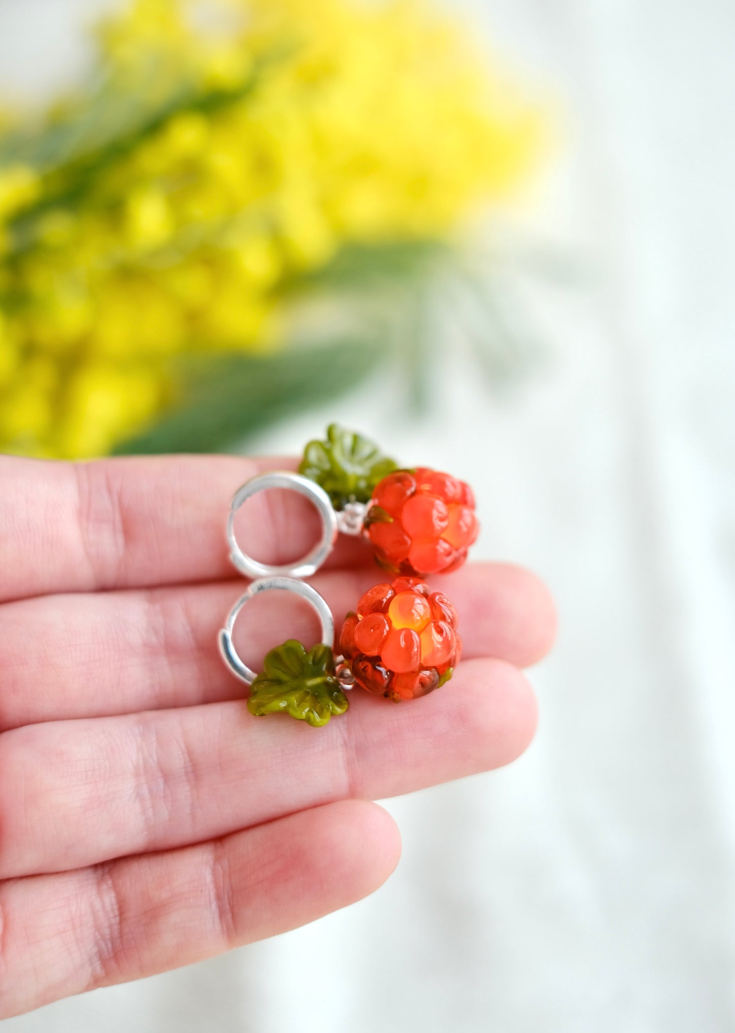 Murano glass cloudberry earrings