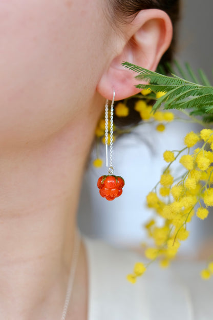 Murano glass cloudberry chain earrings