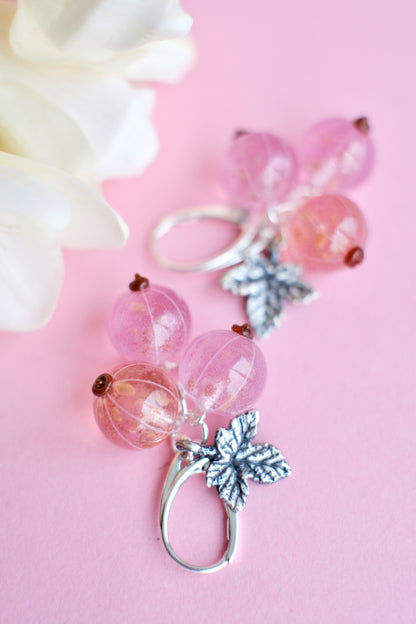 Murano glass pink currant glass earrings