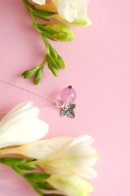 Murano glass Pink currant lampwork glass pendant