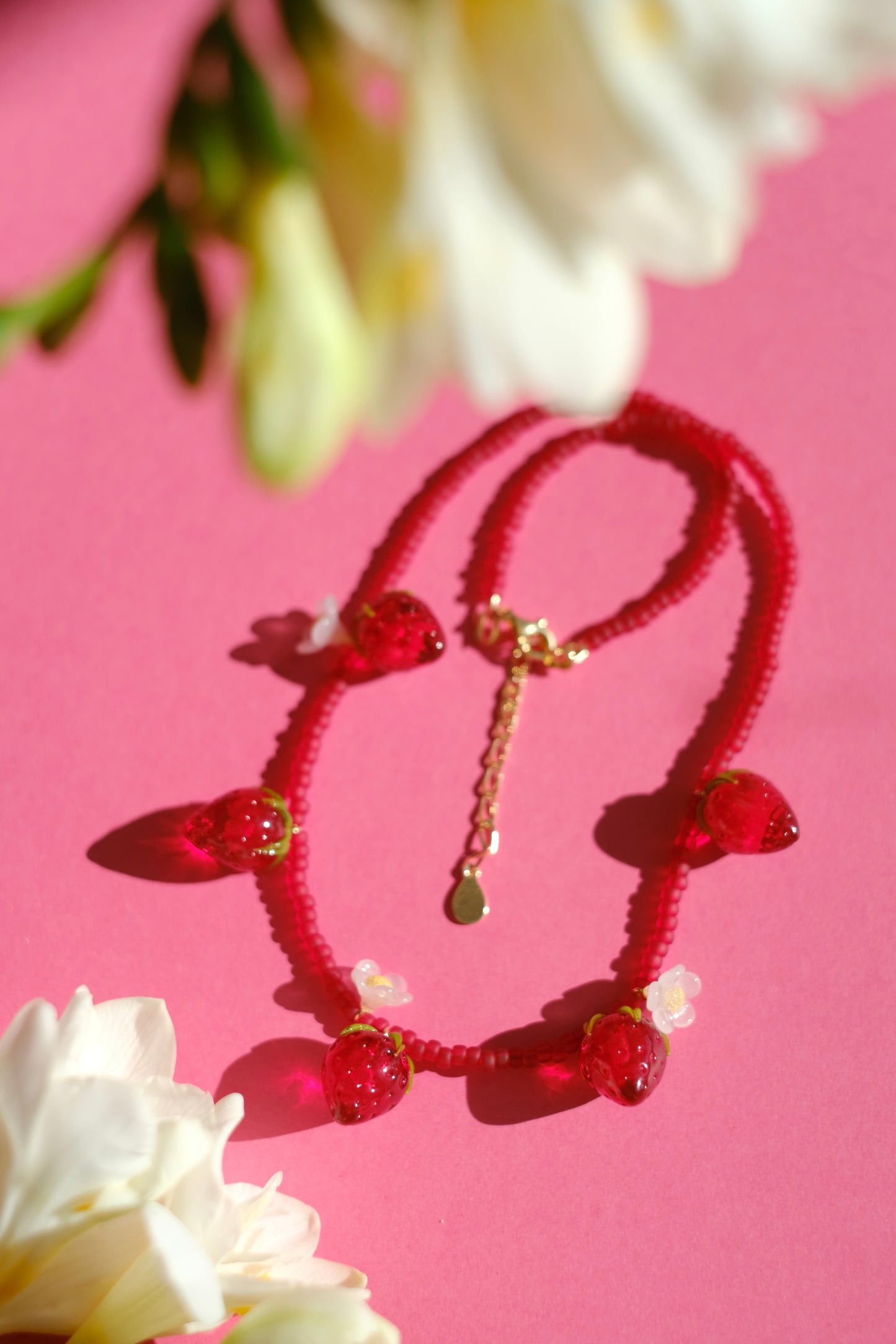 Murano glass strawberry beaded necklace