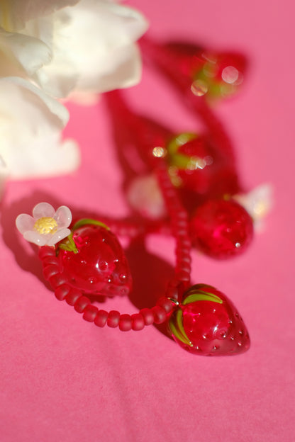 Murano glass strawberry beaded necklace
