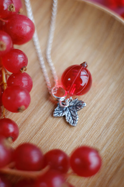 Murano glass red currant lampwork glass pendant