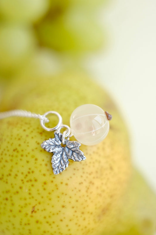 Murano glass White currant  lampwork glass pendant