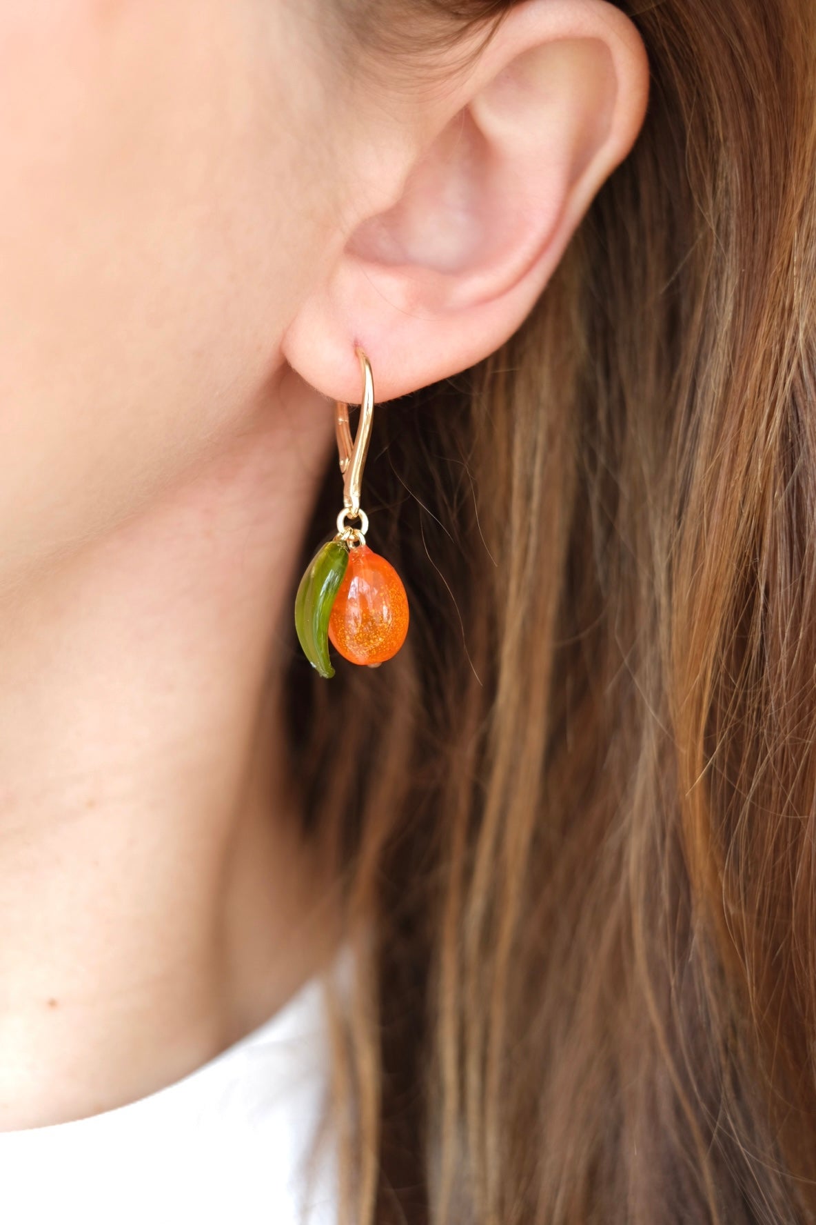 Murano glass Sea Buckthorn earrings