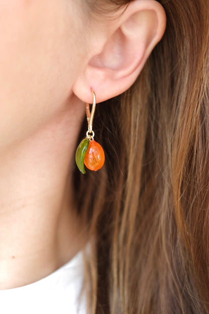 Murano glass Sea Buckthorn earrings